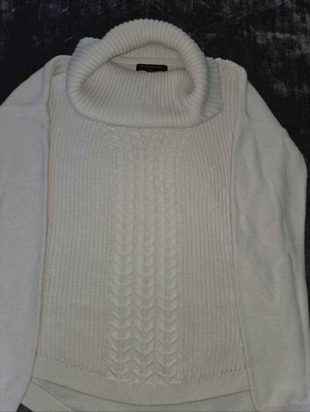 Banana Republic Ivory Cable Knit Turtleneck Sweater Cotton Blend S